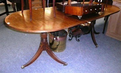 Lot 618 - Twin pedestal D-end dining table and leaf