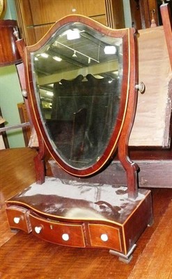 Lot 620 - Mahogany toilet mirror, shield-shaped plate, George III and later