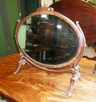 Lot 640 - Inlaid oval dressing table mirror