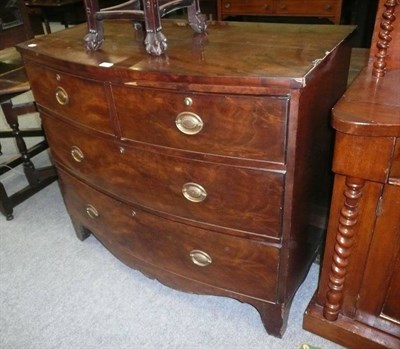 Lot 644 - Georgian mahogany bow fronted three height chest