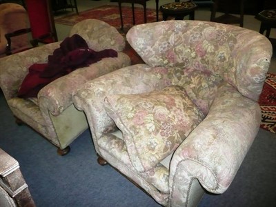 Lot 661 - A pair of lady's and gentleman's upholstered armchairs