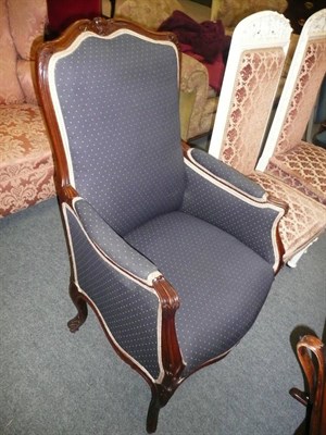 Lot 663 - French walnut upholstered armchair