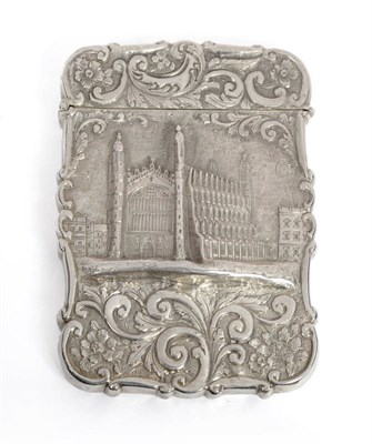 Lot 555 - A Victorian Card Case, Nathaniel Mills, Birmingham 1847, shaped rectangular, chased with a view...