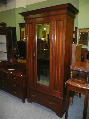 Lot 708 - Edwardian inlaid wardrobe and dressing table