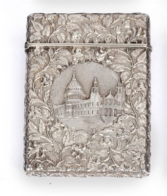 Lot 557 - A Victorian Card Case, Joseph Wilmore, Birmingham 1842, rectangular, chased on one side with a view