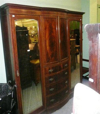 Lot 720 - Edwardian inlaid mahogany combination wardrobe