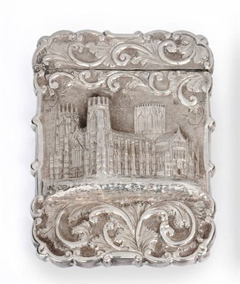 Lot 559 - A Victorian Card Case, maker's mark DP, Birmingham 1856, shaped rectangular, chased on one side...