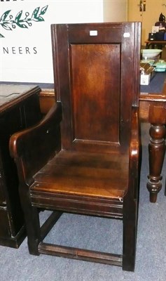 Lot 743 - Oak wainscot armchair