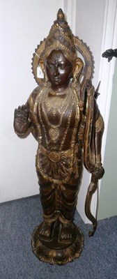 Lot 747 - An Indian bronze and parcel gilt large Hindu figure of a goddess, 20th century