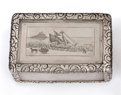 Lot 567 - An Early Victorian Snuffbox, Edward Edwards, London 1846, rectangular, the lid centred by an...