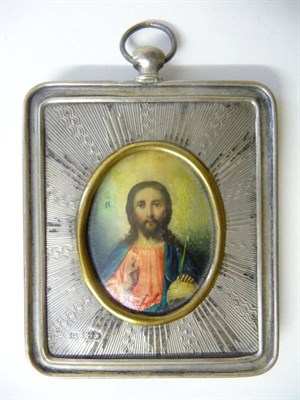 Lot 587 - A Russian Silver Icon, Grigory Sbetnayev, Moscow, circa 1890, the rectangular frame with...