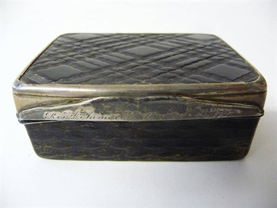 Lot 595 - A French Silver Mounted Tortoiseshell Snuff Box, Paris, circa 1735, rectangular, lathe turned...