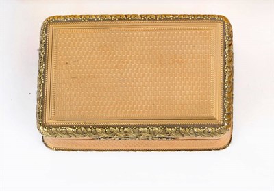 Lot 607 - A George III 18ct Gold Snuffbox, A J Strachan, London 1813, rectangular with machine engraved...