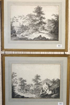 Lot 643 - Attributed to Daniel Duringer (1720-1786) Swiss Cottage amongst Trees, Hills and Rocks Nearby;...