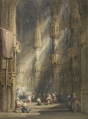 Lot 646 - Samuel Prout O.W.S. (1783-1852) "Interior at St Jacques, Dieppe" Inscribed with the artist's...