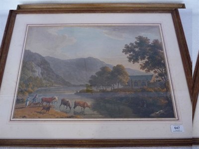 Lot 647 - Follower of Francis Wheatley R.A. (18th/19th century) "Peasants watering Cattle at a River in a...