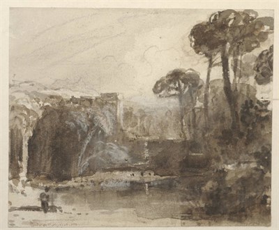 Lot 659 - John Varley O.W.S. (1778-1842) "Classical Landscape" Inscribed with the artist's name and title...