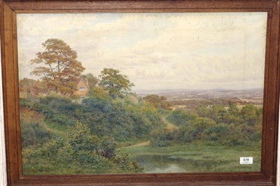 Lot 678 - Alfred Robert Quinton (1853-1934) "The Sun's Last Gleam, View at Limpsfield, Surrey" Signed,...