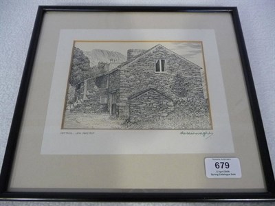 Lot 679 - Alfred Wainwright (1907-1991) "Cottage, Low Hartsop" Signed, inscribed on the outer mount, pen...