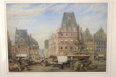 Lot 685 - English School (19th century) "Trier", continental street scene Pencil and watercolour...