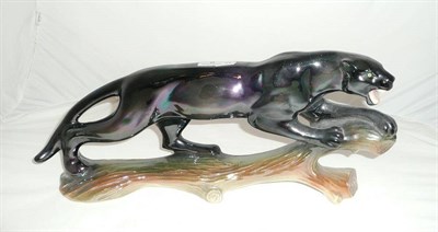Lot 8 - A lustre figure of a black panther impressed mark, Jemma Holland