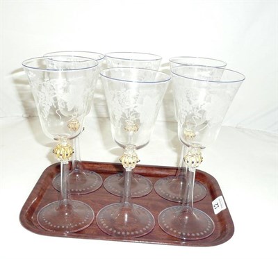 Lot 12 - Set of six Venetian hock glasses