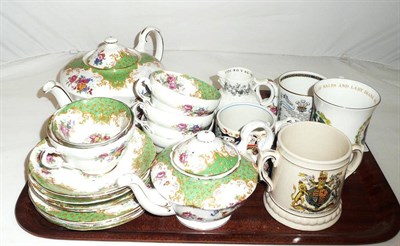 Lot 14 - Laura Knight commemorative mug, four other commemorative mugs and a Paragon tea set