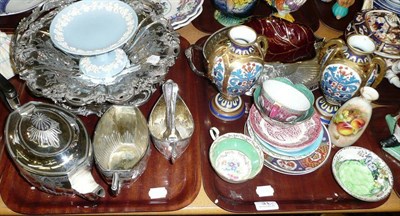 Lot 31 - A pair of Noritake vases, a quantity of decorative ceramics and silver plated ware on two trays