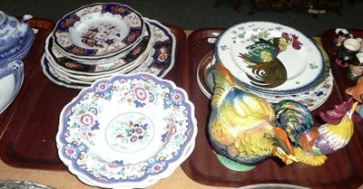 Lot 32 - Wedgwood Cockerill, Cockerill teapot, 19th century Imari plates and other collectors plates on...