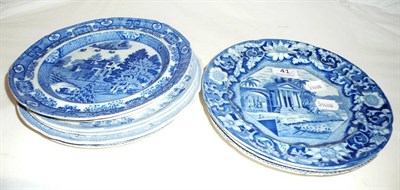Lot 41 - A quantity of 19th century blue and white transfer-printed plates