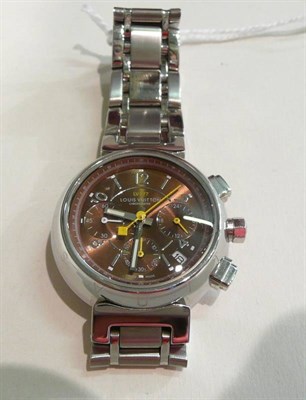Lot 76 - A steel lady's wristwatch bearing inscription 'Louis Vuitton'