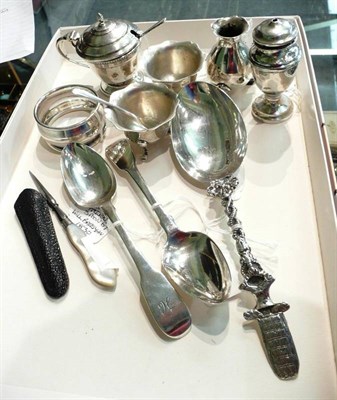 Lot 89 - Dutch 'birth-day' spoon and ten other small items including silver
