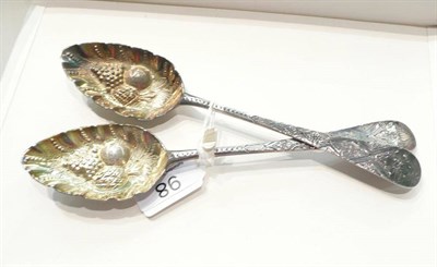 Lot 98 - A pair of silver berry spoons