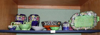 Lot 127 - Twelve assorted pieces of Maling lustre china on a shelf