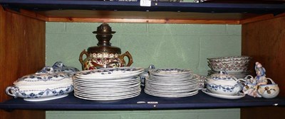 Lot 137 - Continental oil lamp, Theodore Haviland Limoges dessert service, a Booths blue and dinner...