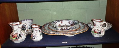 Lot 138 - A quantity of ironstone pottery including Masons jugs, meat plates, etc