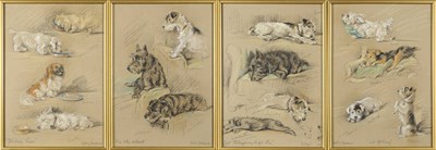 Lot 702 - Lucy Dawson (d.1958) "At Play"; "On the Alert"; "Feeding Time" "Let Sleeping Dogs Lie"; All...