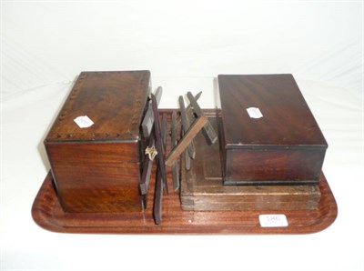 Lot 186 - A tea caddy, a slate and pencils etc.