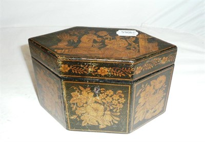 Lot 191 - 19th century pen work tea caddy