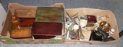 Lot 196 - Two boxes of glass, china and treen, etc