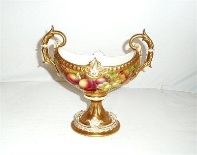 Lot 236 - A Royal Worcester two-handled vase painted with fruit by Price (a.f.)