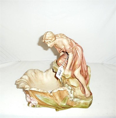 Lot 246 - Royal Dux Art Nouveau maiden sat on a rock looking into a pond