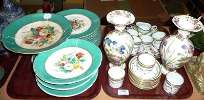 Lot 248 - Victorian floral painted dessert service, pair of Wedgwood botanical vases, Limoges coffee set, and