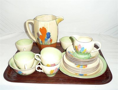 Lot 258 - A Clarice Cliff 'Crocus' pattern tea set