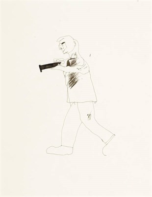 Lot 716 - David Hockney C.H., R.A. (b.1937) "Man Walking" Inscribed on an exhibition label verso together...