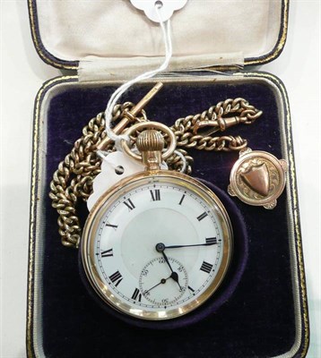 Lot 325 - 9ct gold cased pocket watch and 9ct gold chain (approximately 40g)