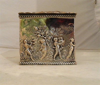 Lot 349 - Silver embossed caddy with Neo-classical scenes