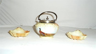 Lot 354 - Locke & Co conserve jar and cover and a pair of shell dishes