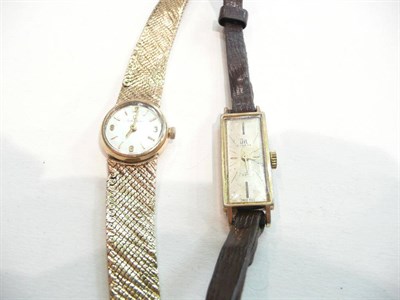 Lot 398 - Omega 9ct watch and another wristwatch