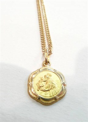 Lot 409 - A St Christopher on chain, stamped '750'